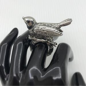 Y2K Whimsigoth Silver Bird Cocktail Stretchy Statement Ring 7.25